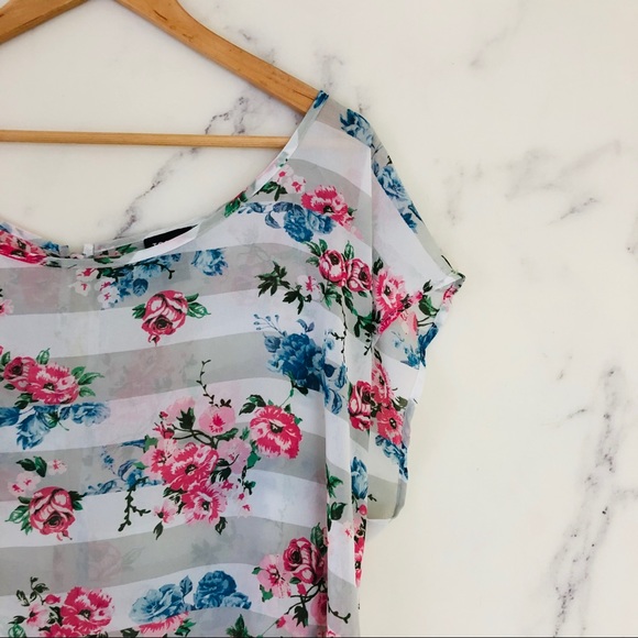 🌸SOLD🌸Torrid Button Back Floral Sheer Blouse - Picture 3 of 7